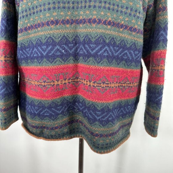 Vintage Mansoon Handknitted in UK Sweater Women's Size Large 100% Wool Nordick - Picture 5 of 12